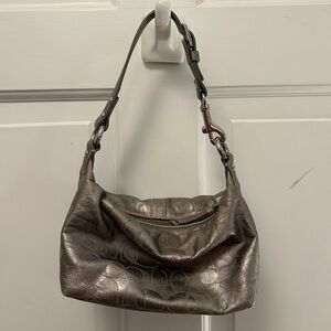 Coach Metallic Gray Shoulder Bag